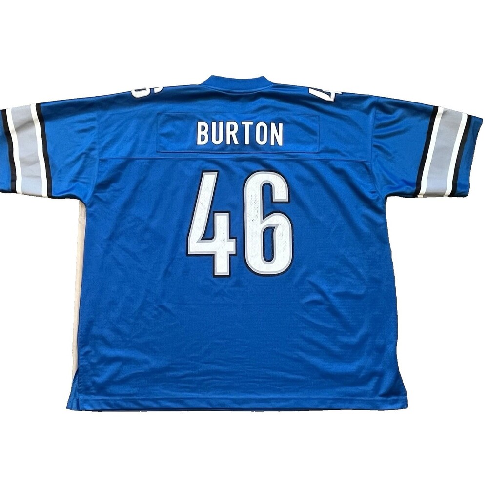 Detroit Lions Michael Burton #46 NFL Pro Line Jersey Mens 3XL Blue Short Sleeve.